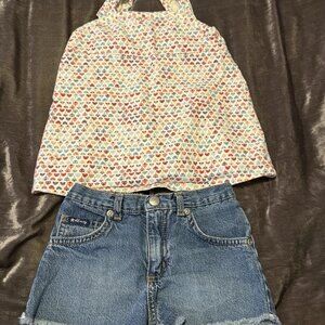 Vintage Y2K Old Navy Summer Lot Denim Jean Shorts & Floral Tank Top 4T Girls